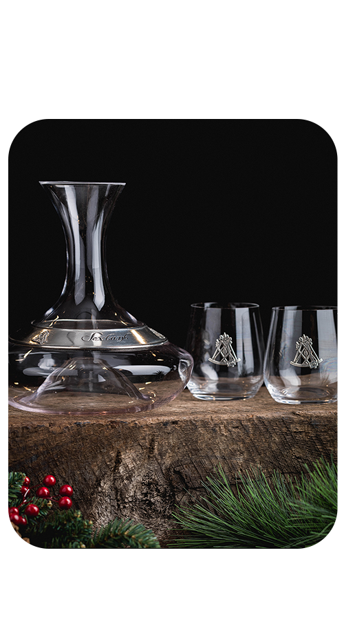 Sextant Crystal Wine Decanter & Wine Glass Set